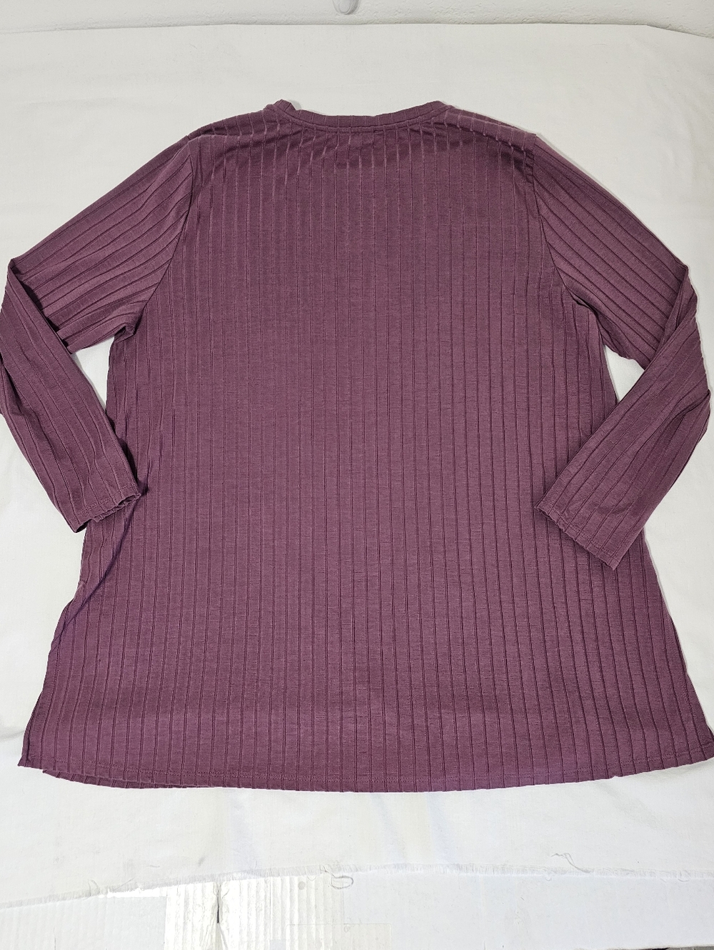 Eileen Fisher XL Ribbed Lyocell Stretch Tunic Top Mauve Purple Minimalist - Picture 5 of 8